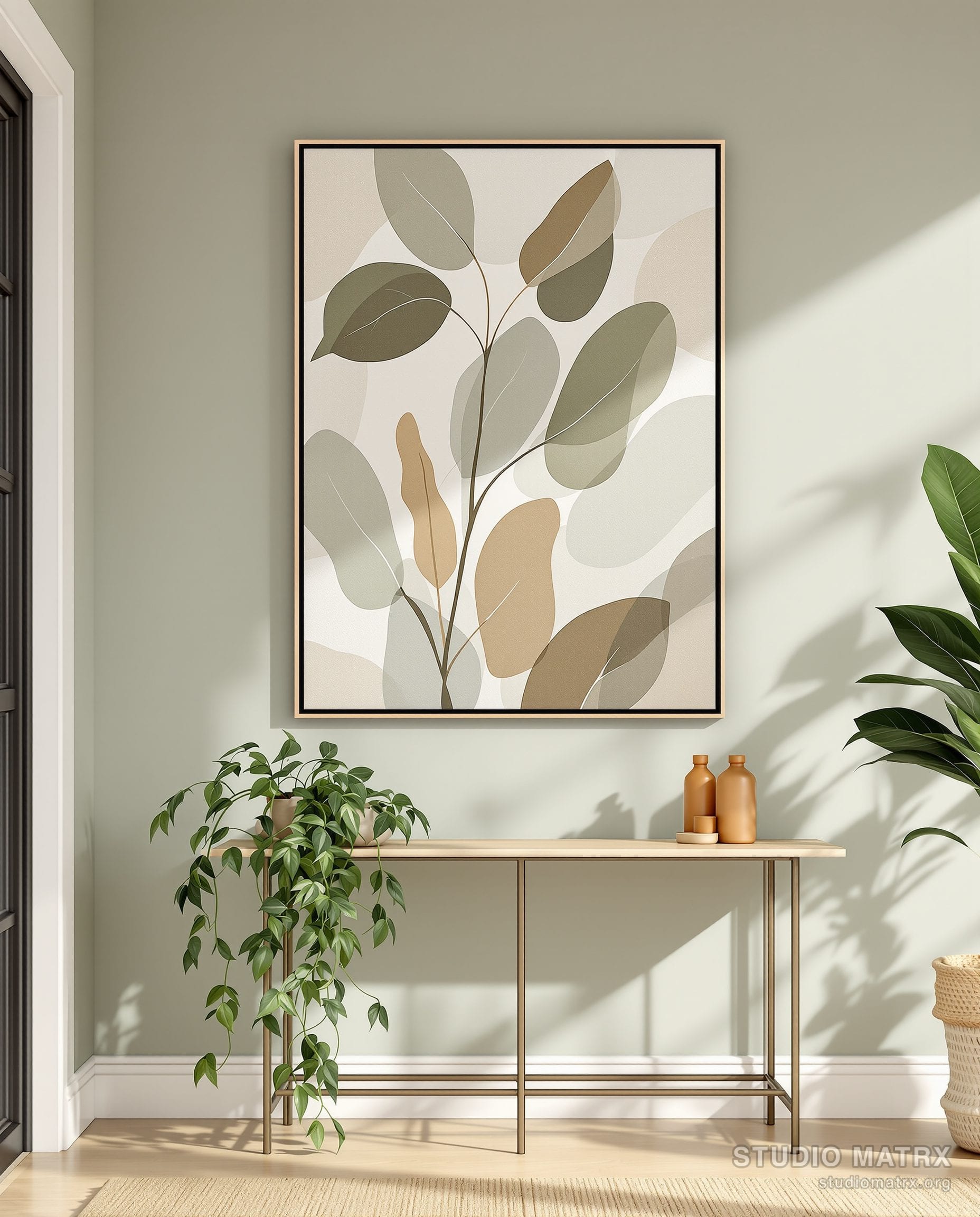 Abstract Botanical Painting — Sage Wall