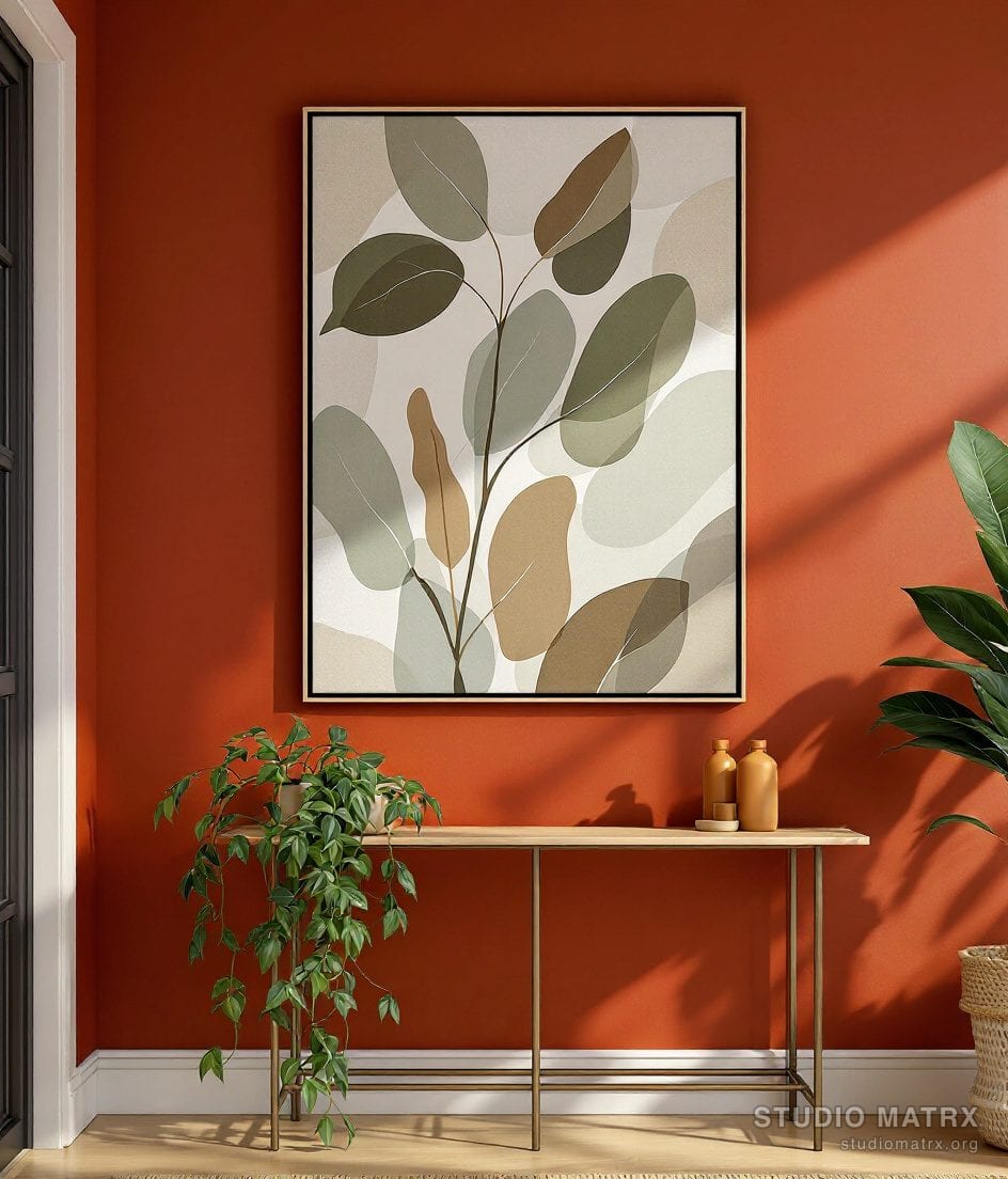 Abstract Botanical Painting — Terracotta Wall