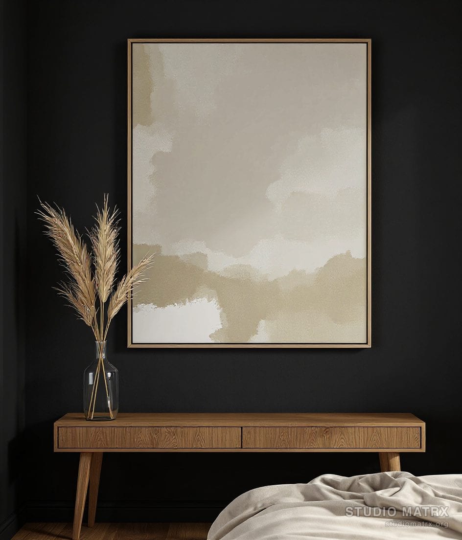 Beige Cream Wash Abstract — Charcoal Wall