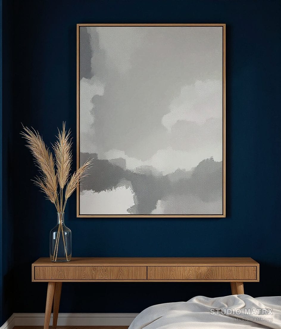 Beige Cream Wash Abstract — Navy Wall