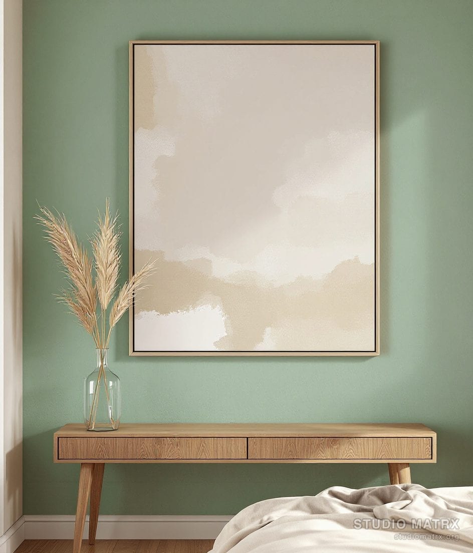 Beige Cream Wash Abstract — Sage Wall