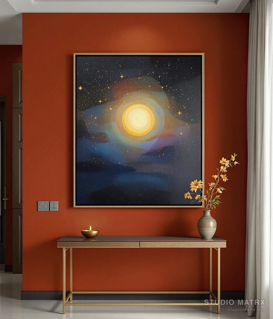 Bindu-Inspired Abstract Painting — Terracotta Wall