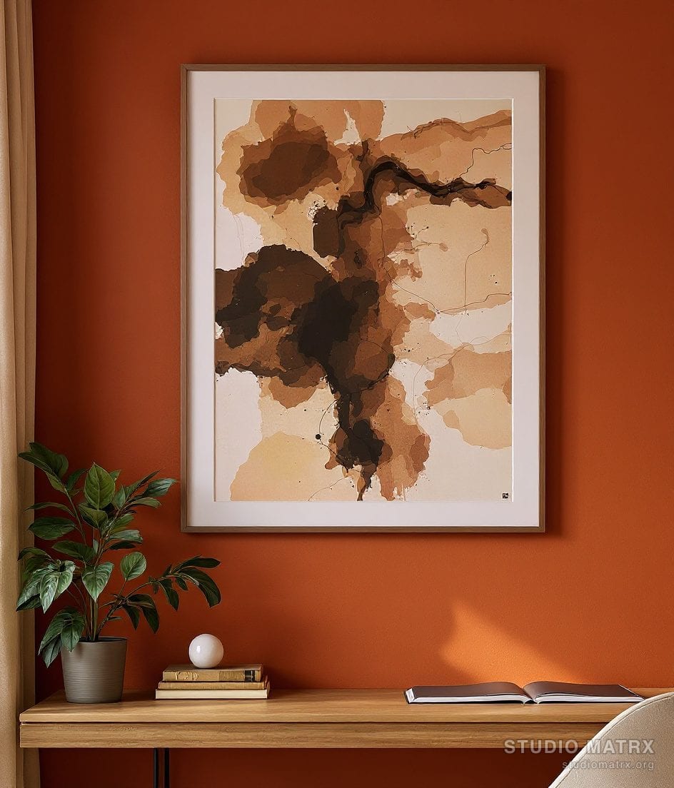 Charcoal Sketch Abstract — Terracotta Wall