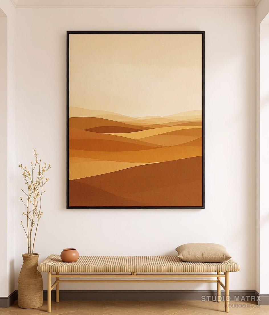 Earthy Ochre Abstract — Warm White Wall