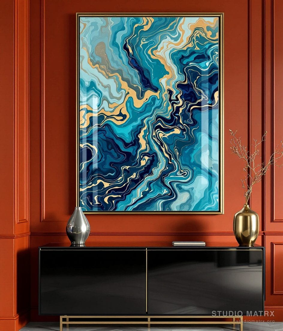Fluid Marbled Abstract — Terracotta Wall