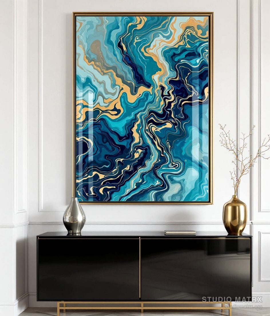 Fluid Marbled Abstract — Warm White Wall