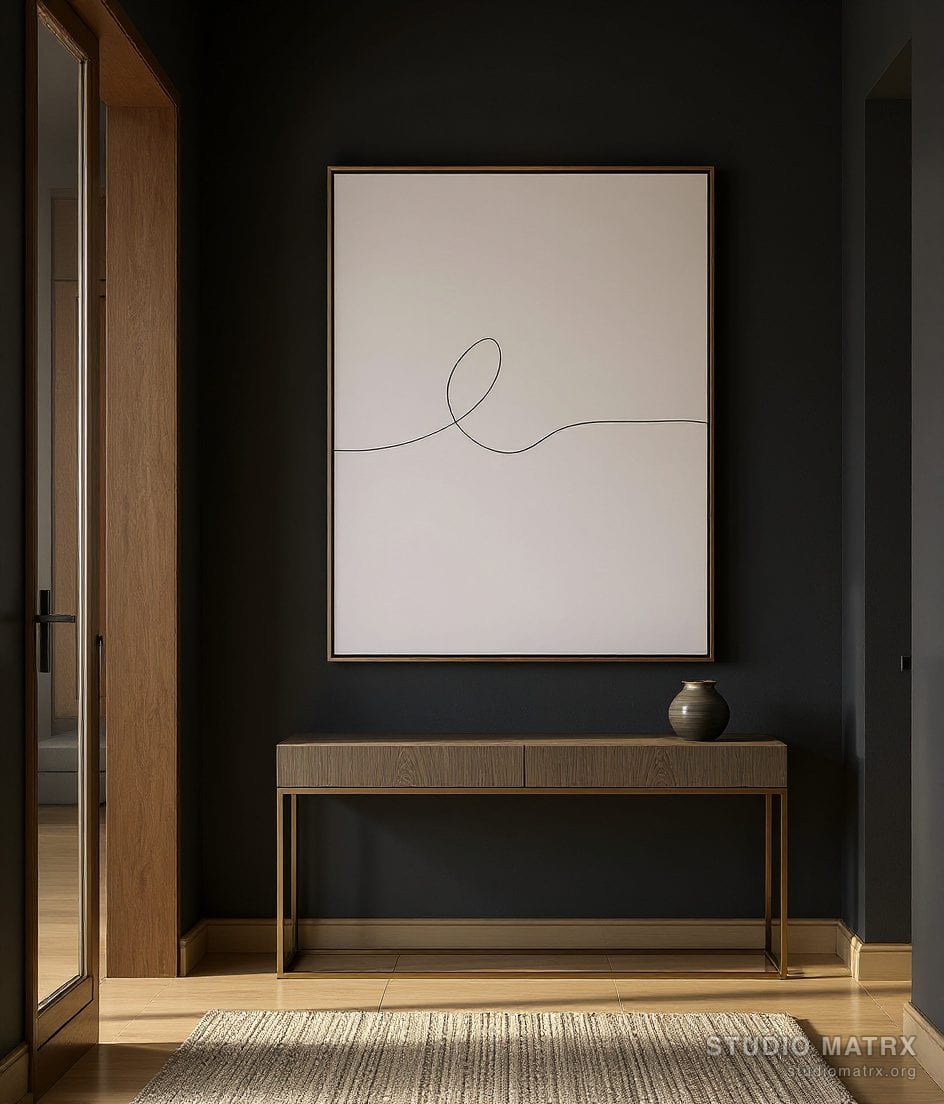 Line Minimal Abstract — Charcoal Wall