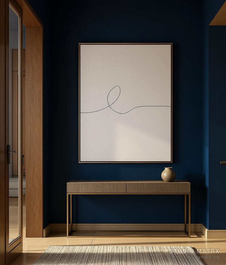 Line Minimal Abstract — Navy Wall