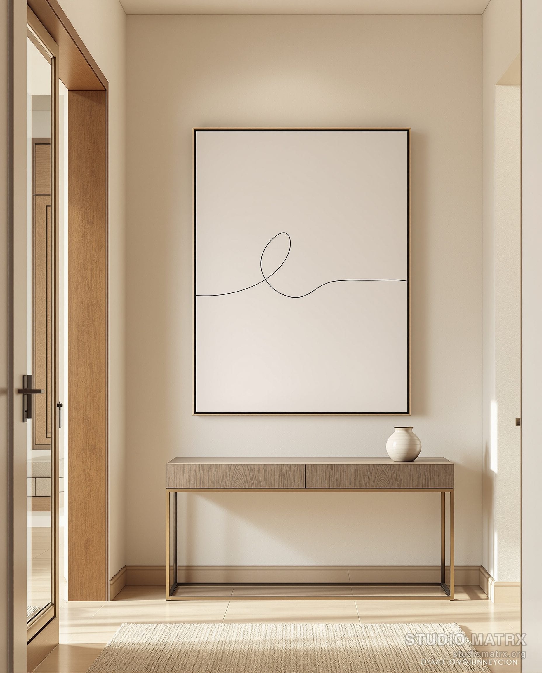 Line Minimal Abstract — Warm White Wall