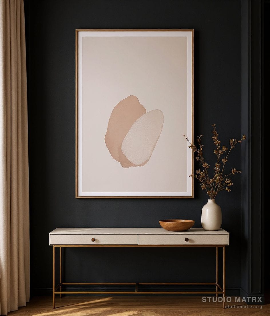Minimal Blush Abstract — Charcoal Wall
