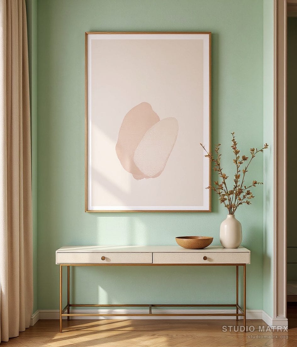 Minimal Blush Abstract — Sage Wall