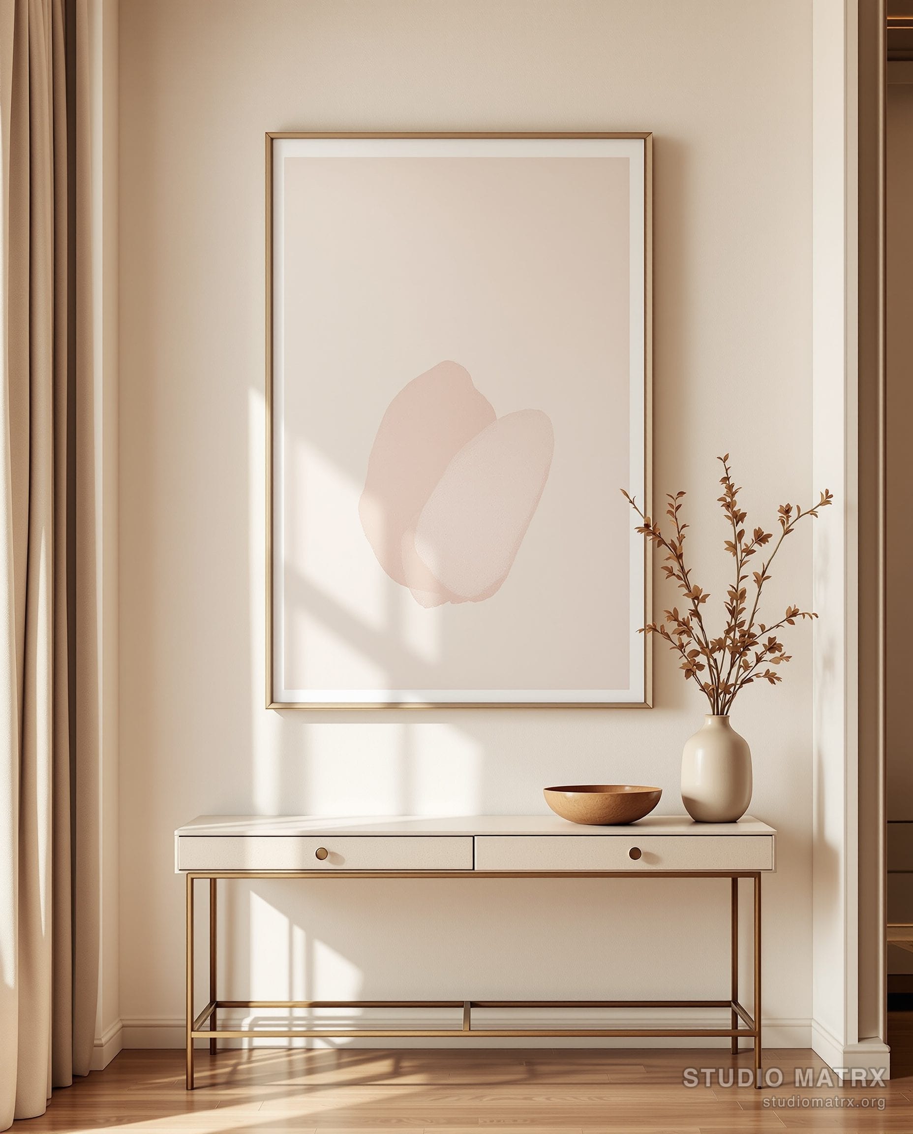 Minimal Blush Abstract — Warm White Wall