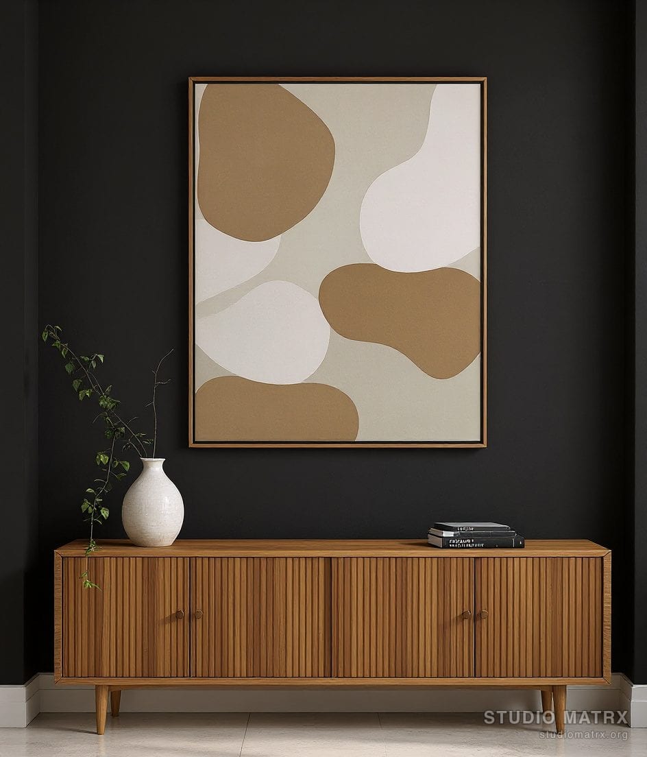 Organic Shapes Abstract — Charcoal Wall