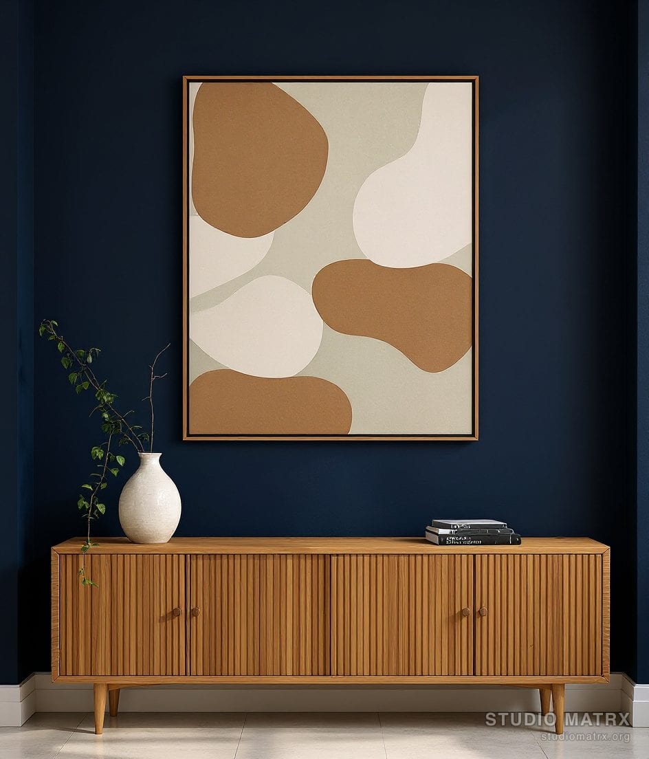 Organic Shapes Abstract — Navy Wall