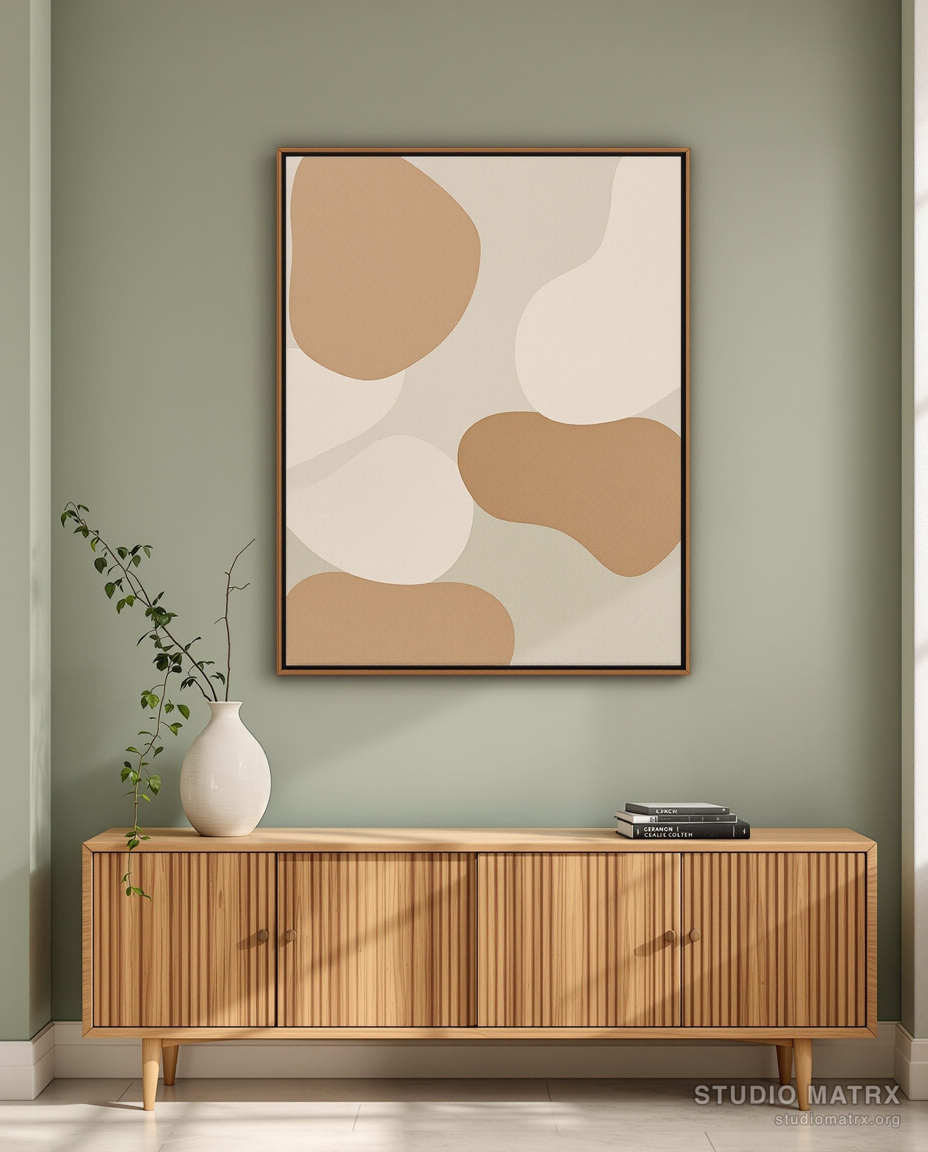 Organic Shapes Abstract — Sage Wall