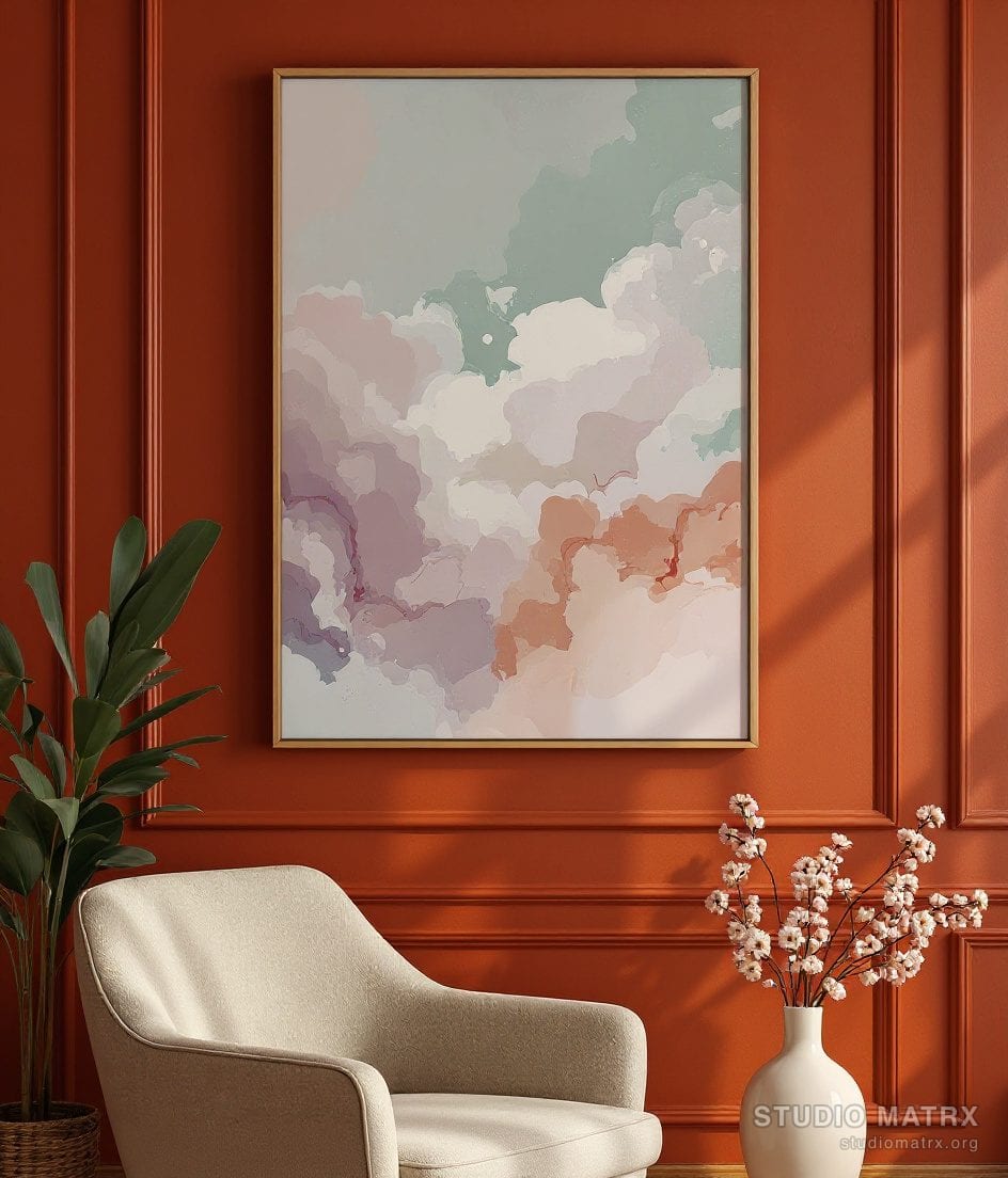 Soft Pastel Abstract Painting — Terracotta Wall