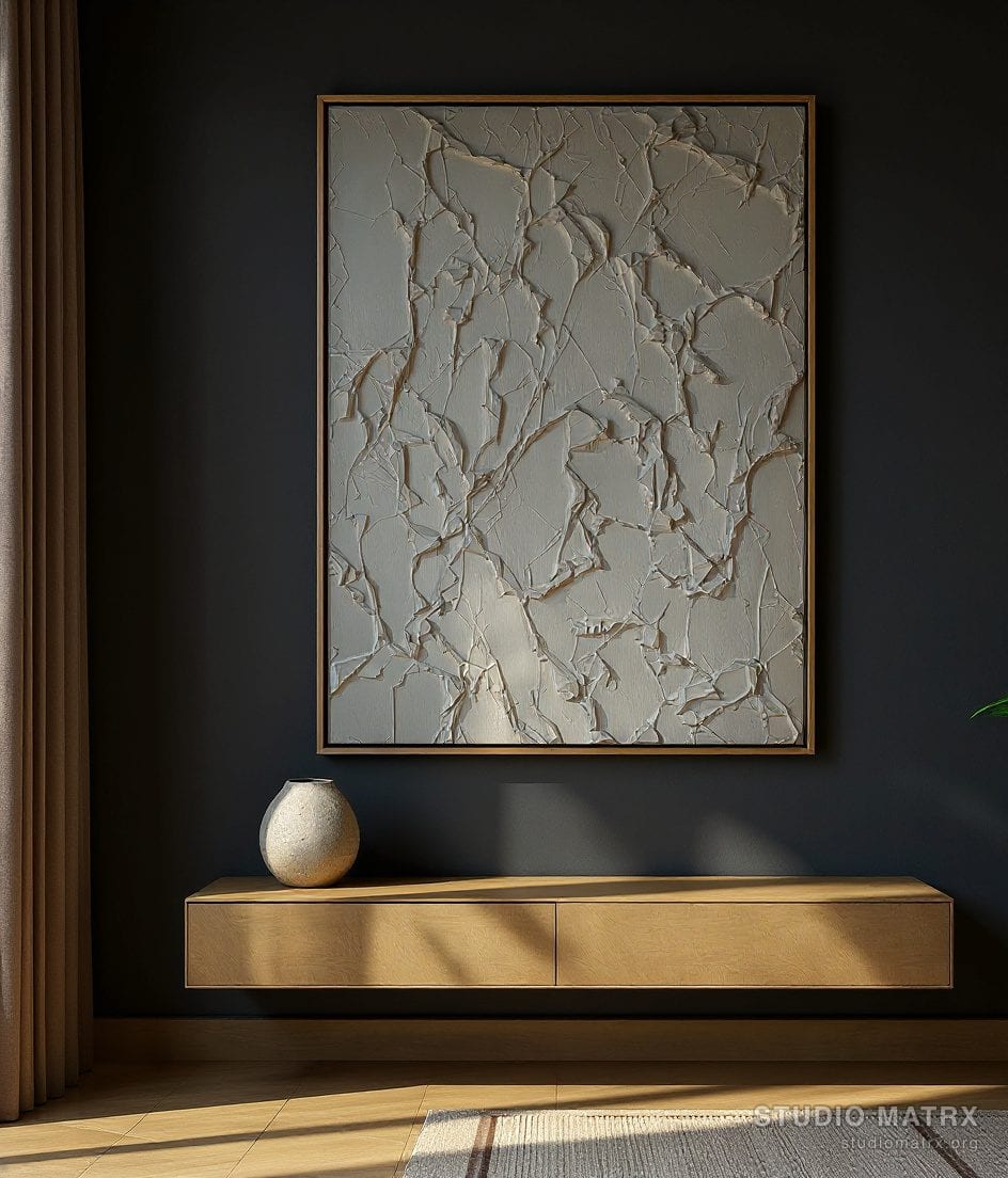 Plaster Impasto Abstract — Charcoal Wall