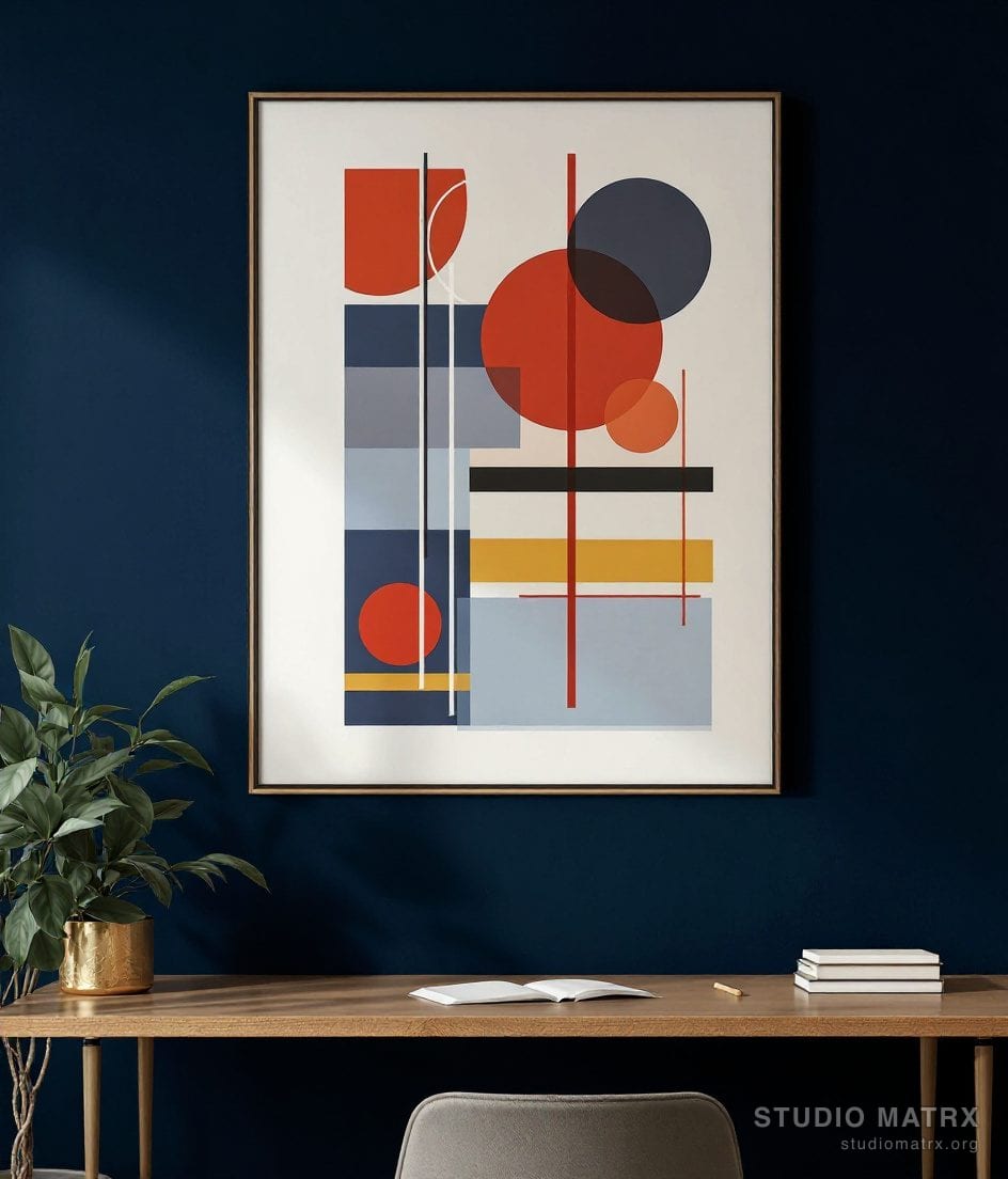Primary Geometric Abstract — Navy Wall