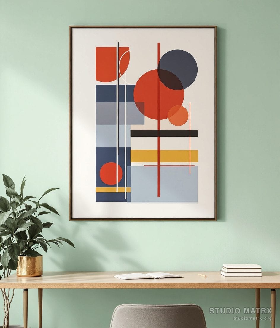 Primary Geometric Abstract — Sage Wall