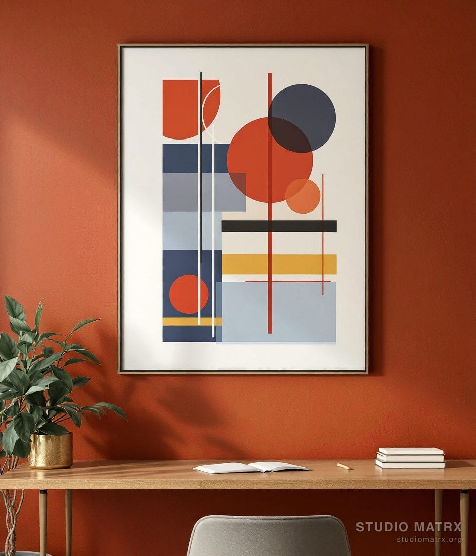 Primary Geometric Abstract — Terracotta Wall