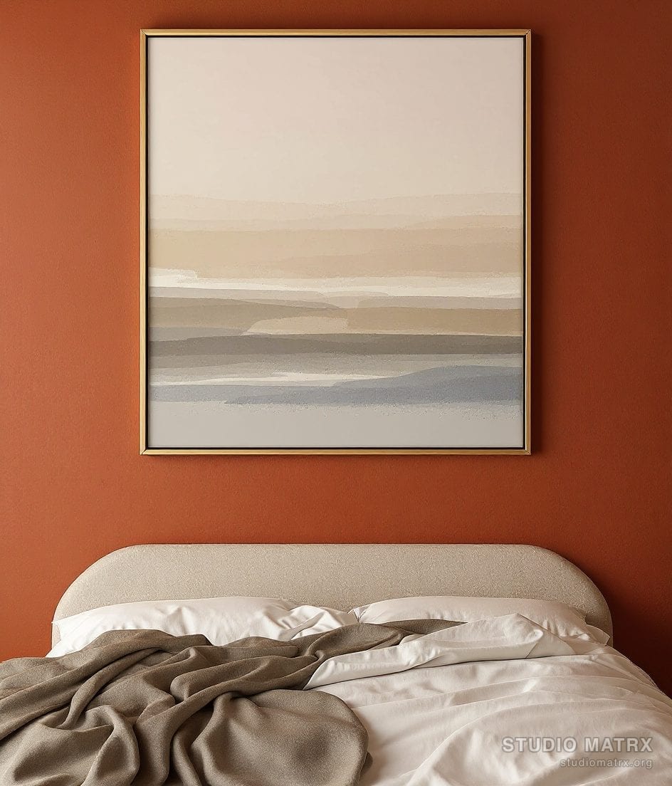 Soft Horizon Abstract — Terracotta Wall