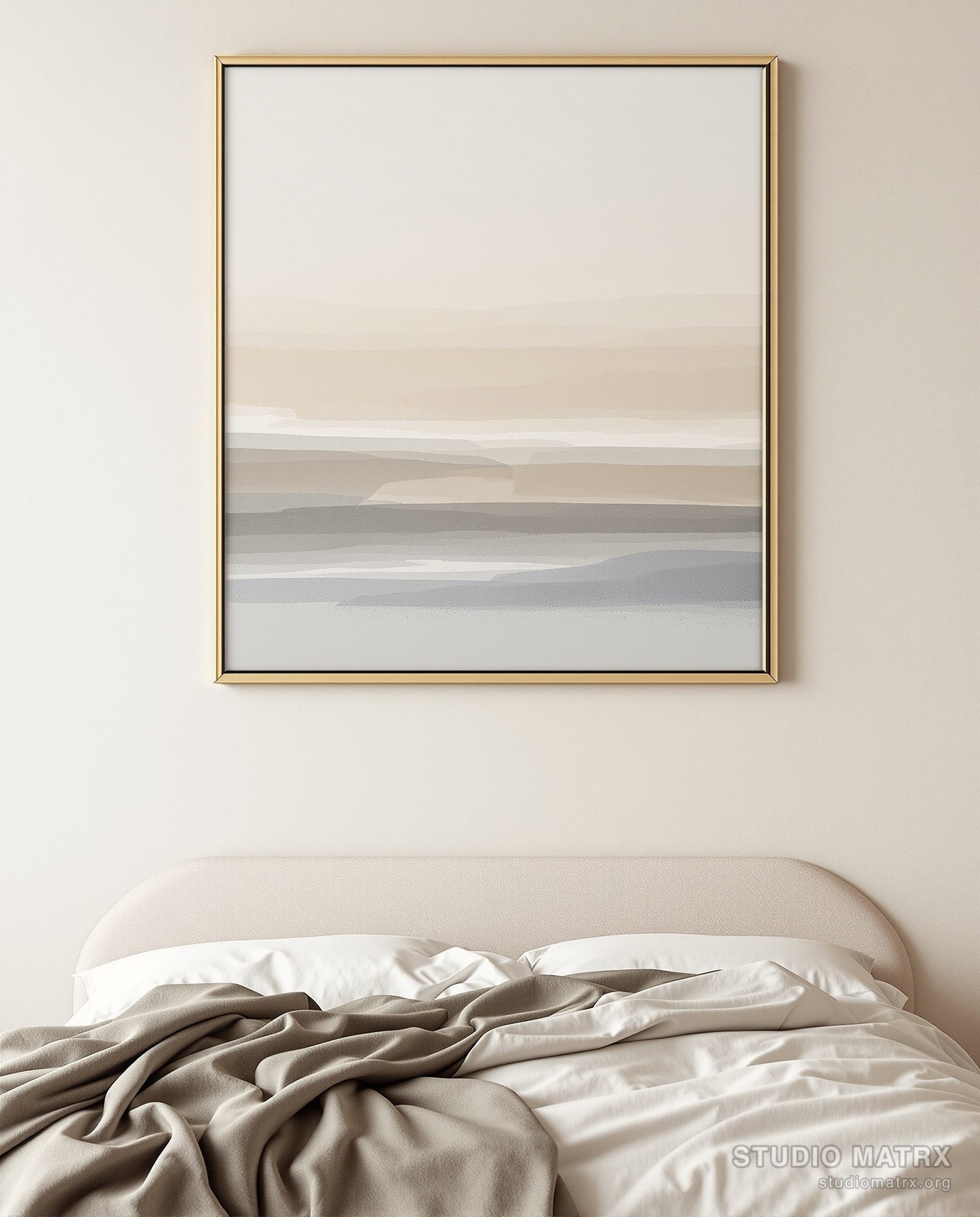 Soft Horizon Abstract — Warm White Wall
