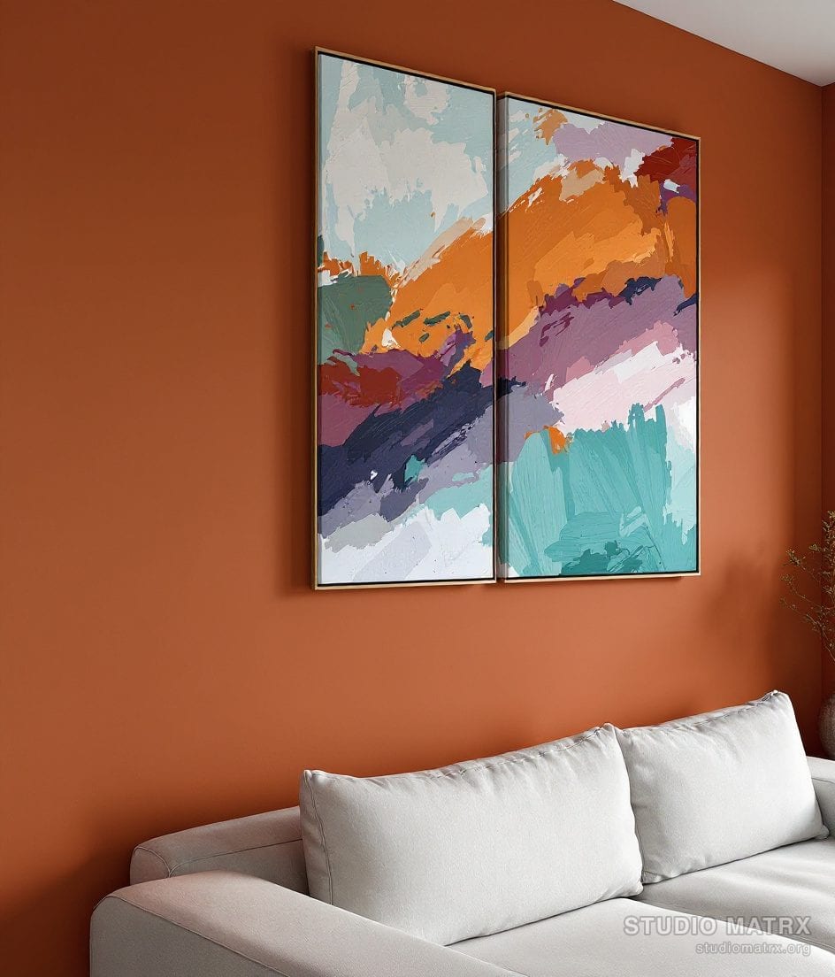 Statement Diptych Abstract — Terracotta Wall