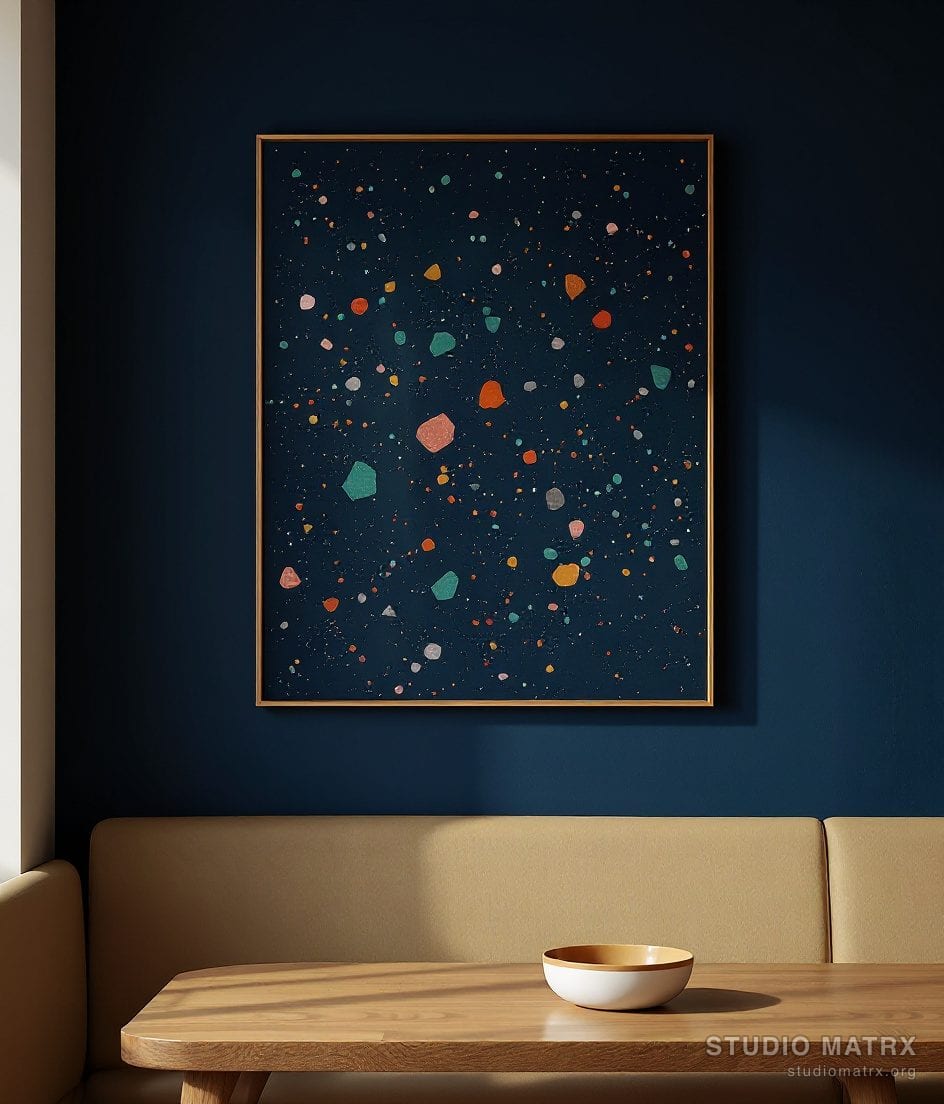 Terrazzo Speckle Abstract — Navy Wall