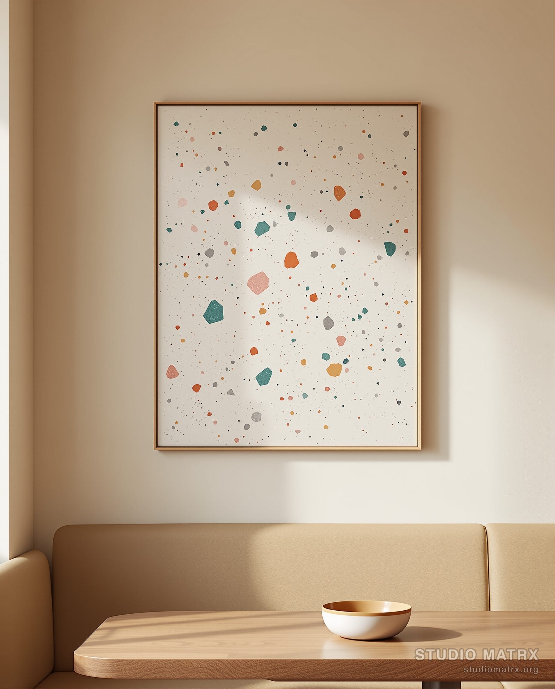 Terrazzo Speckle Abstract — Warm White Wall