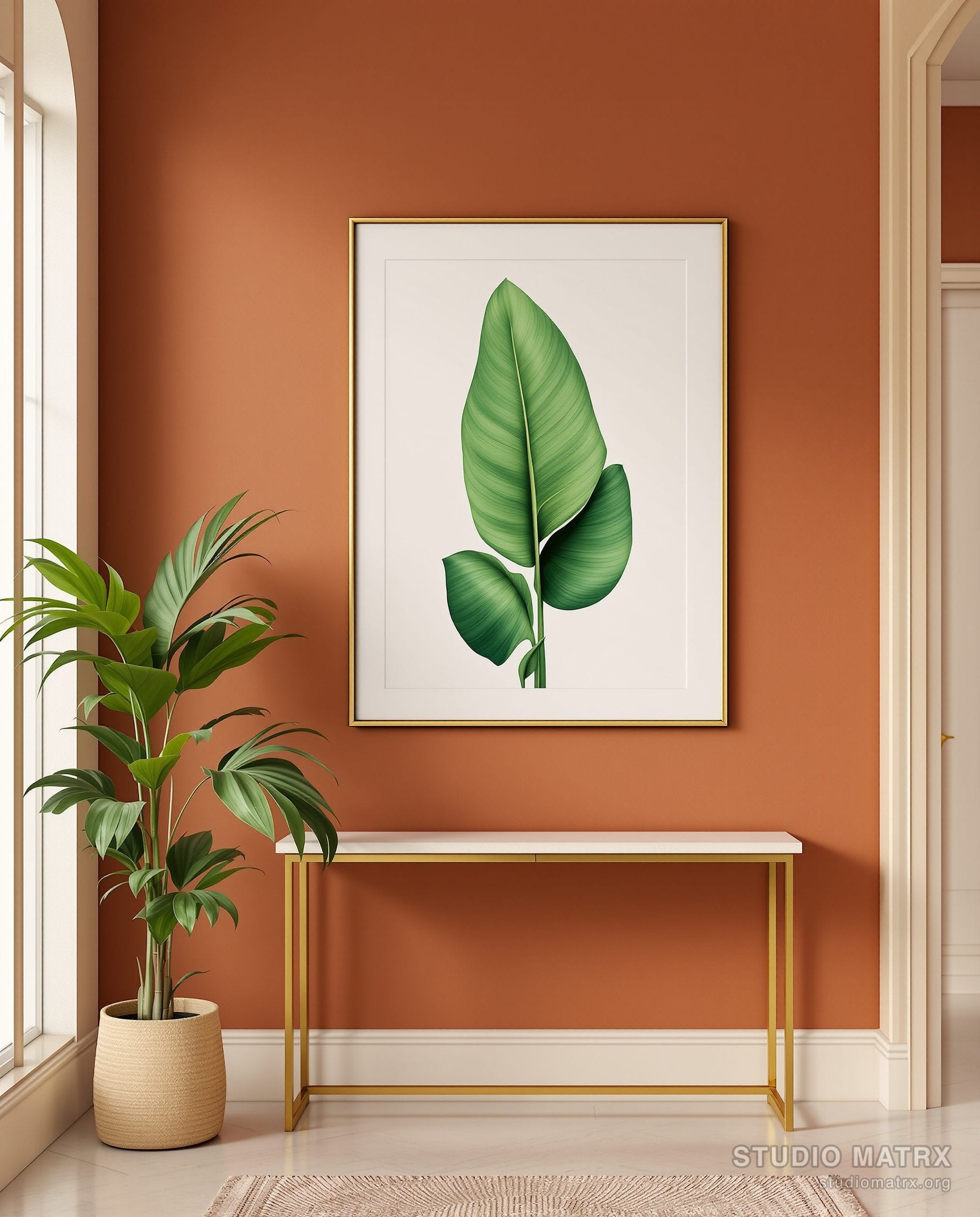 Bird Of Paradise Leaf Print — Terracotta Wall