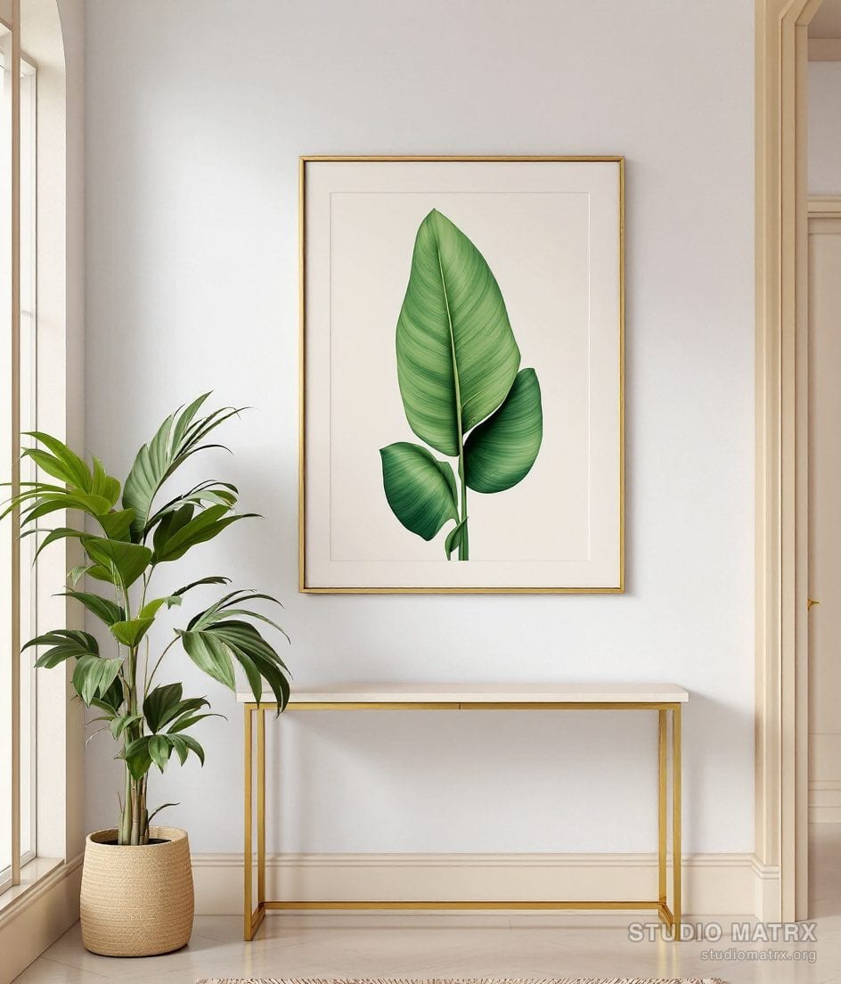 Bird Of Paradise Leaf Print — Warm White Wall