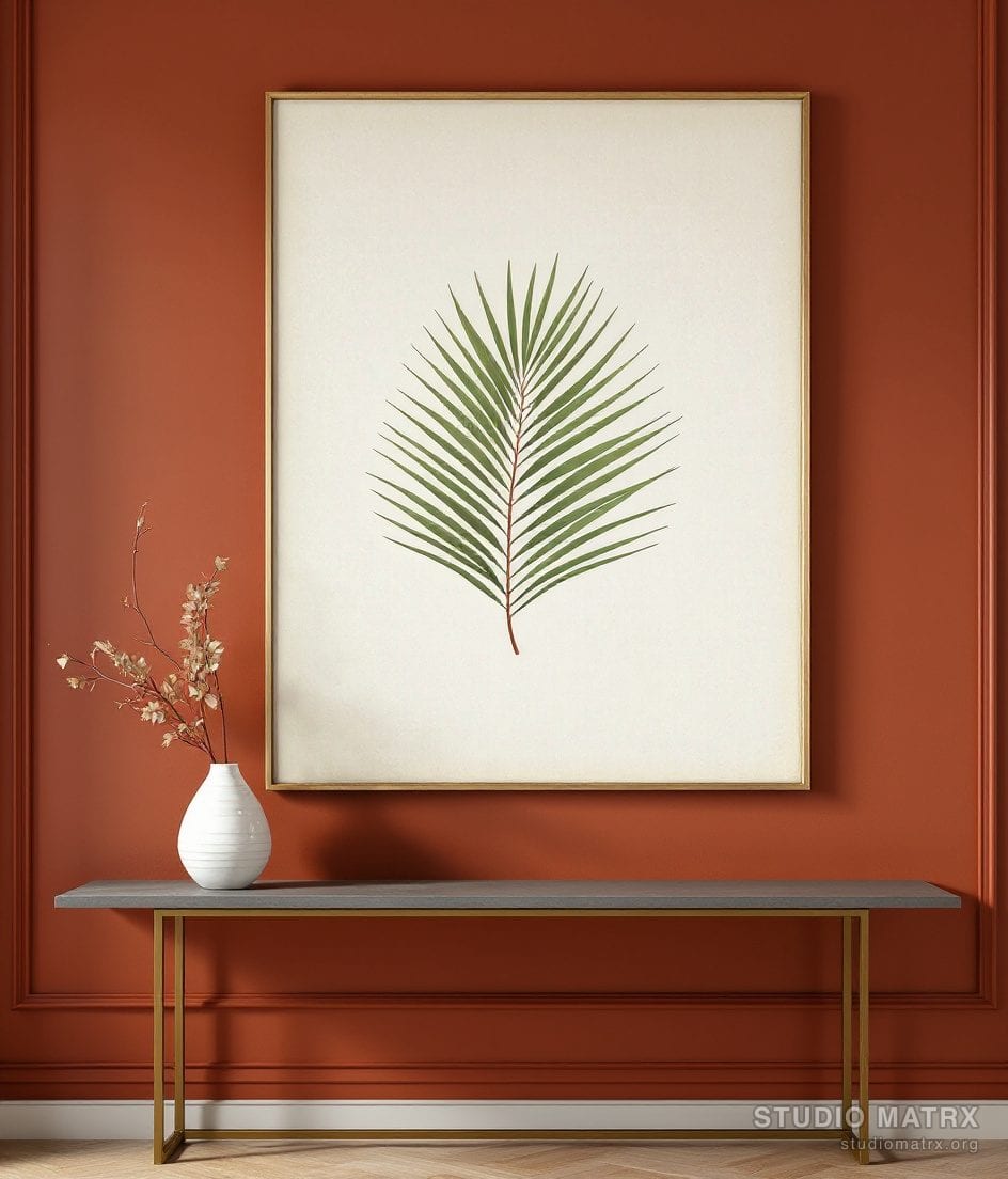 Heritage Palm Frond Plate — Terracotta Wall