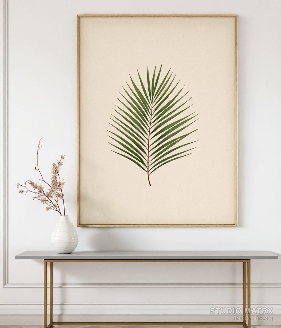 Heritage Palm Frond Plate — Warm White Wall