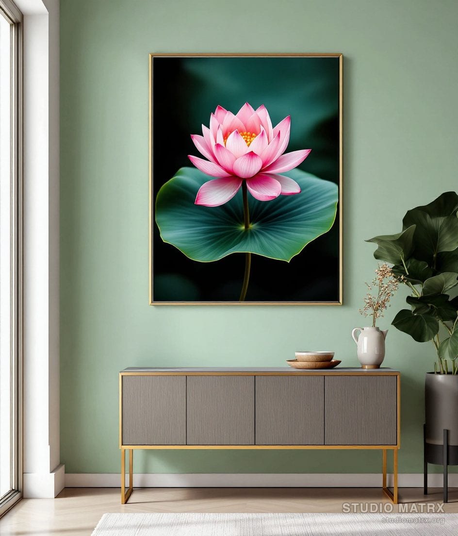 Lotus Flower Floral Print — Sage Wall