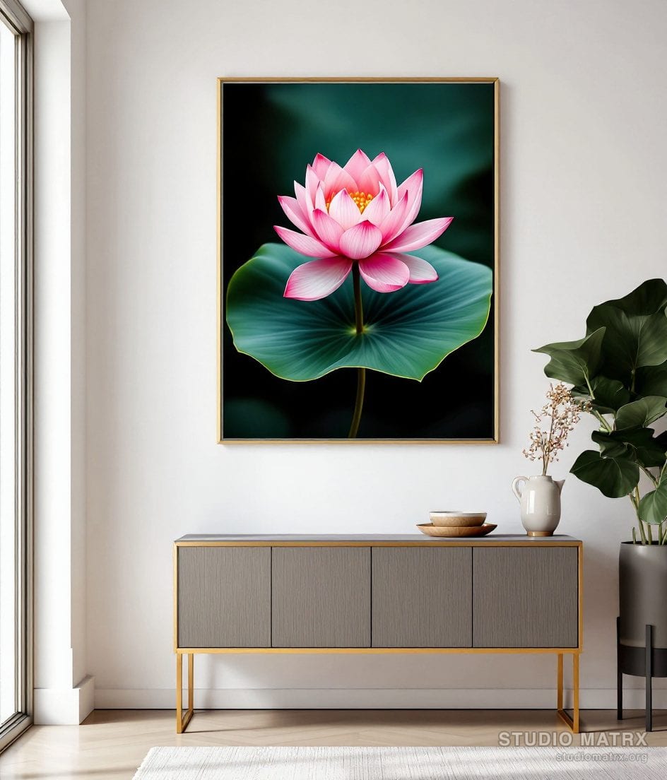 Lotus Flower Floral Print — Warm White Wall