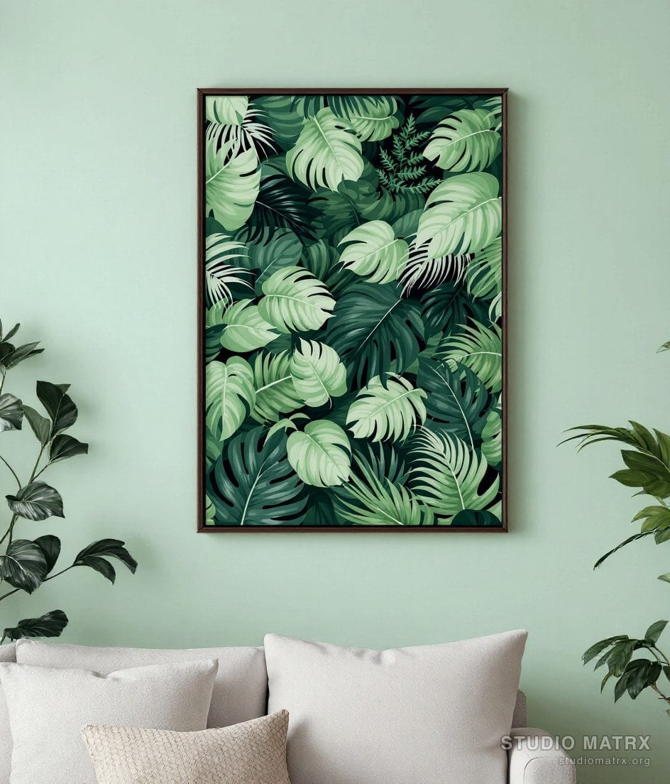 Lush Jungle Foliage Print — Sage Wall