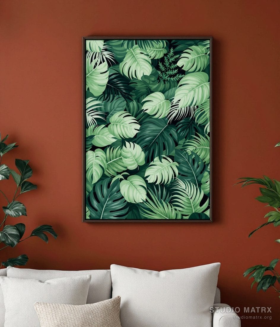 Lush Jungle Foliage Print — Terracotta Wall