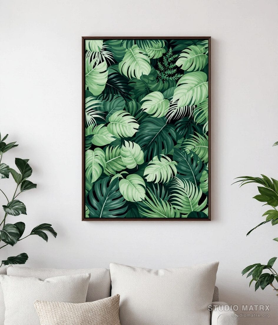 Lush Jungle Foliage Print — Warm White Wall