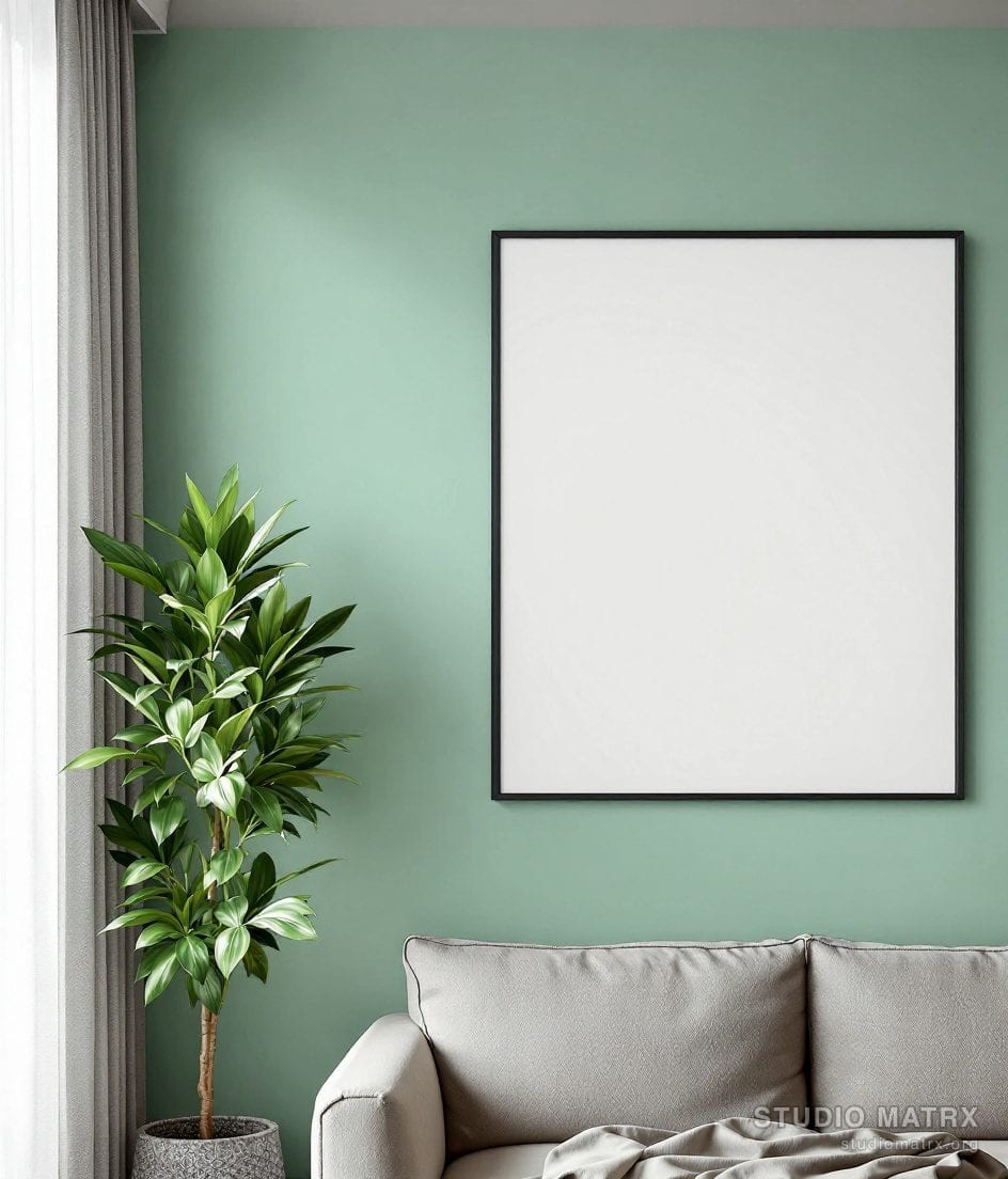Negative Space Leaf Line Print — Sage Wall