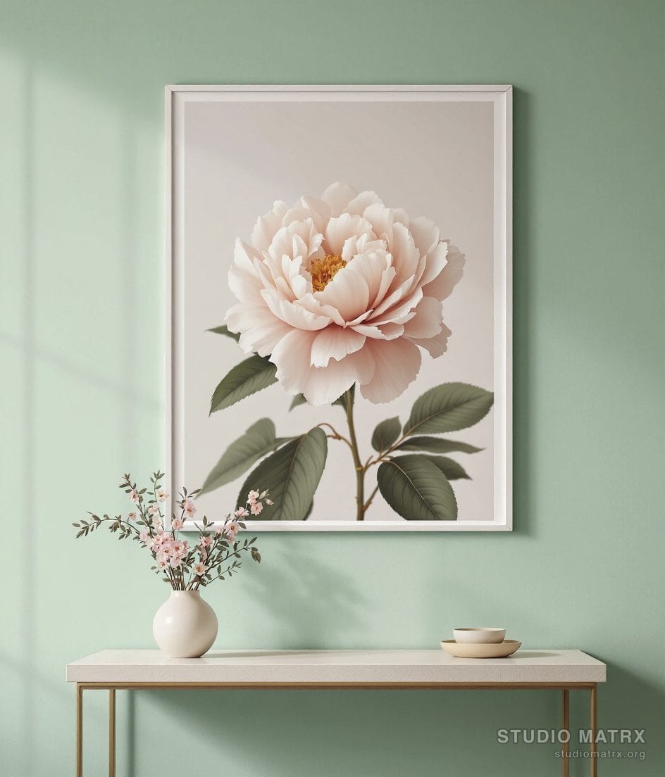 Peony Bloom Floral Print — Sage Wall