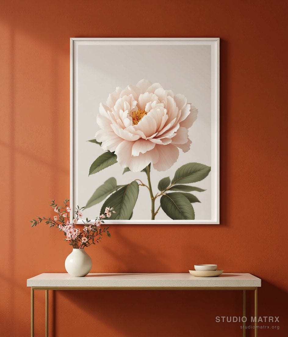 Peony Bloom Floral Print — Terracotta Wall