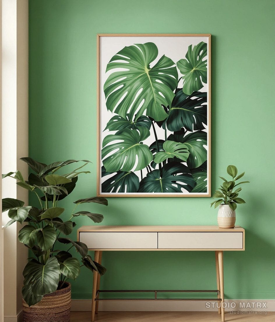 Tropical Monstera Leaf Print — Sage Wall