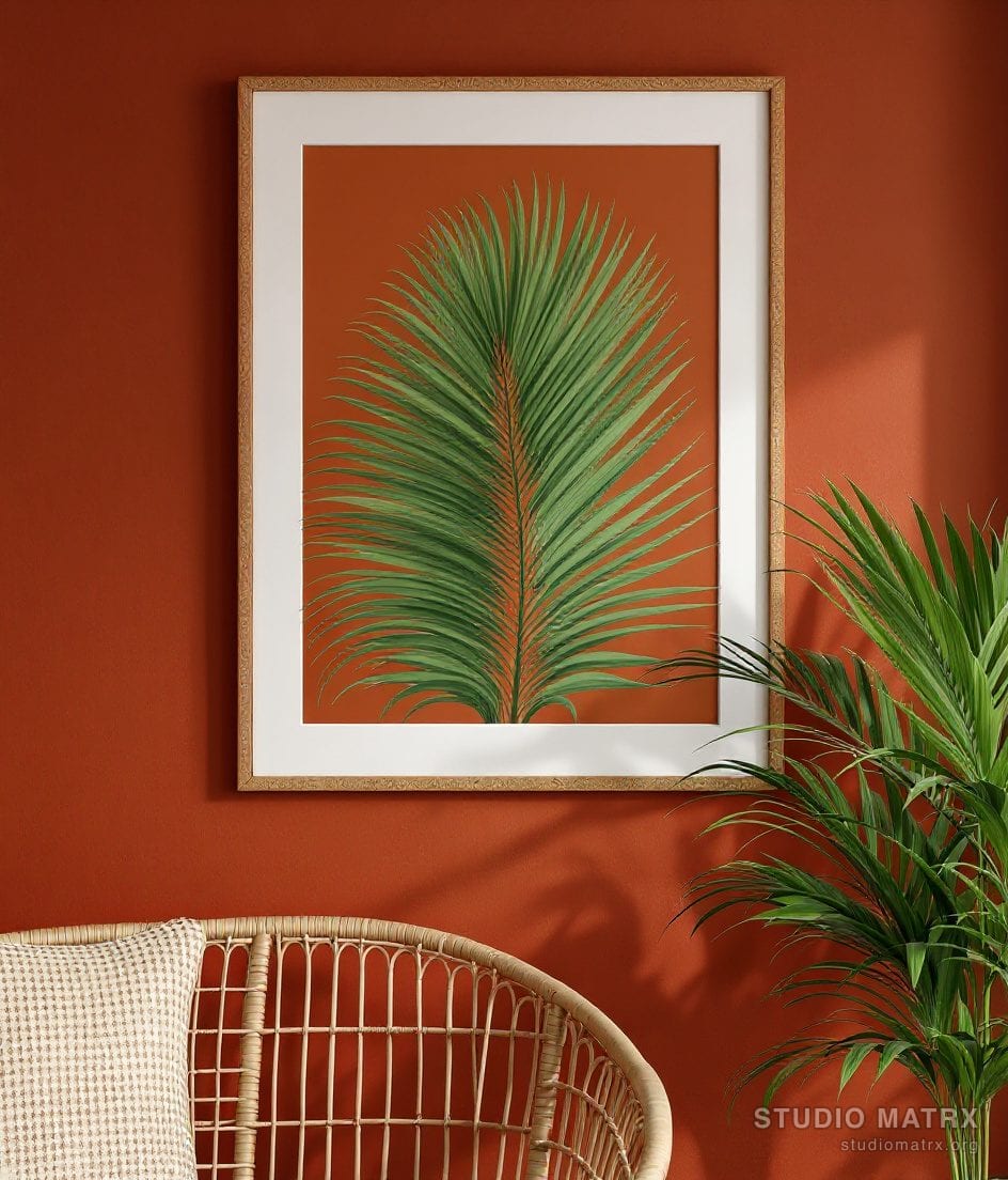 Tropical Palm Leaf Art Print — Terracotta Wall