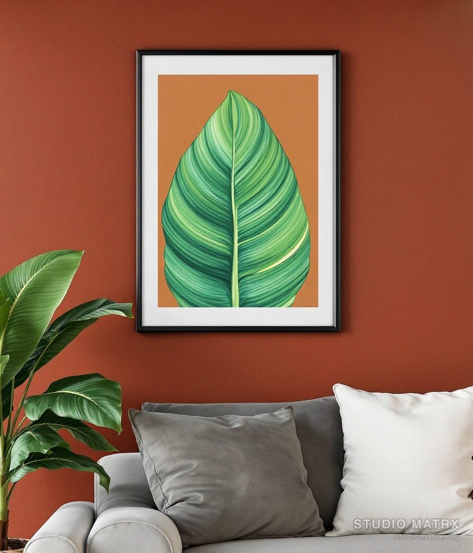 Watercolour Banana Leaf Wash — Terracotta Wall