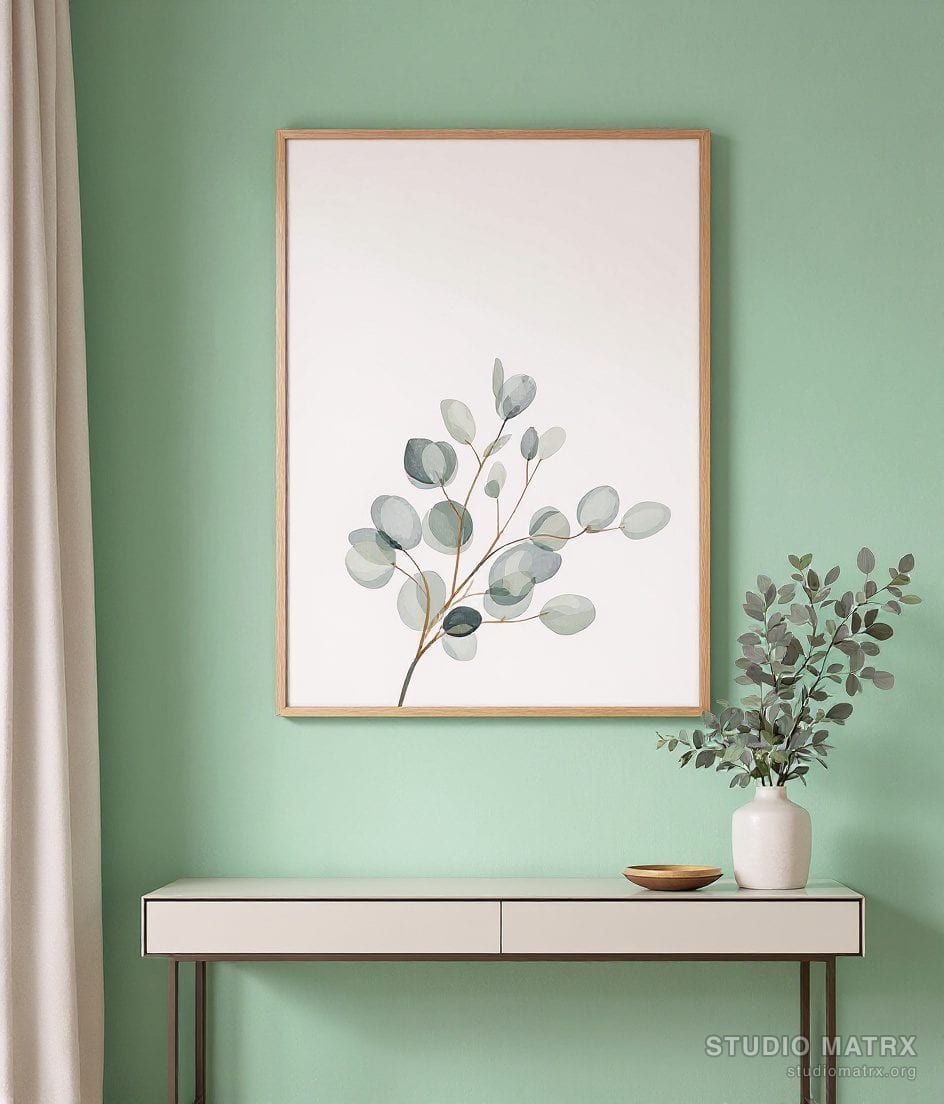 Watercolour Eucalyptus Leaves — Sage Wall