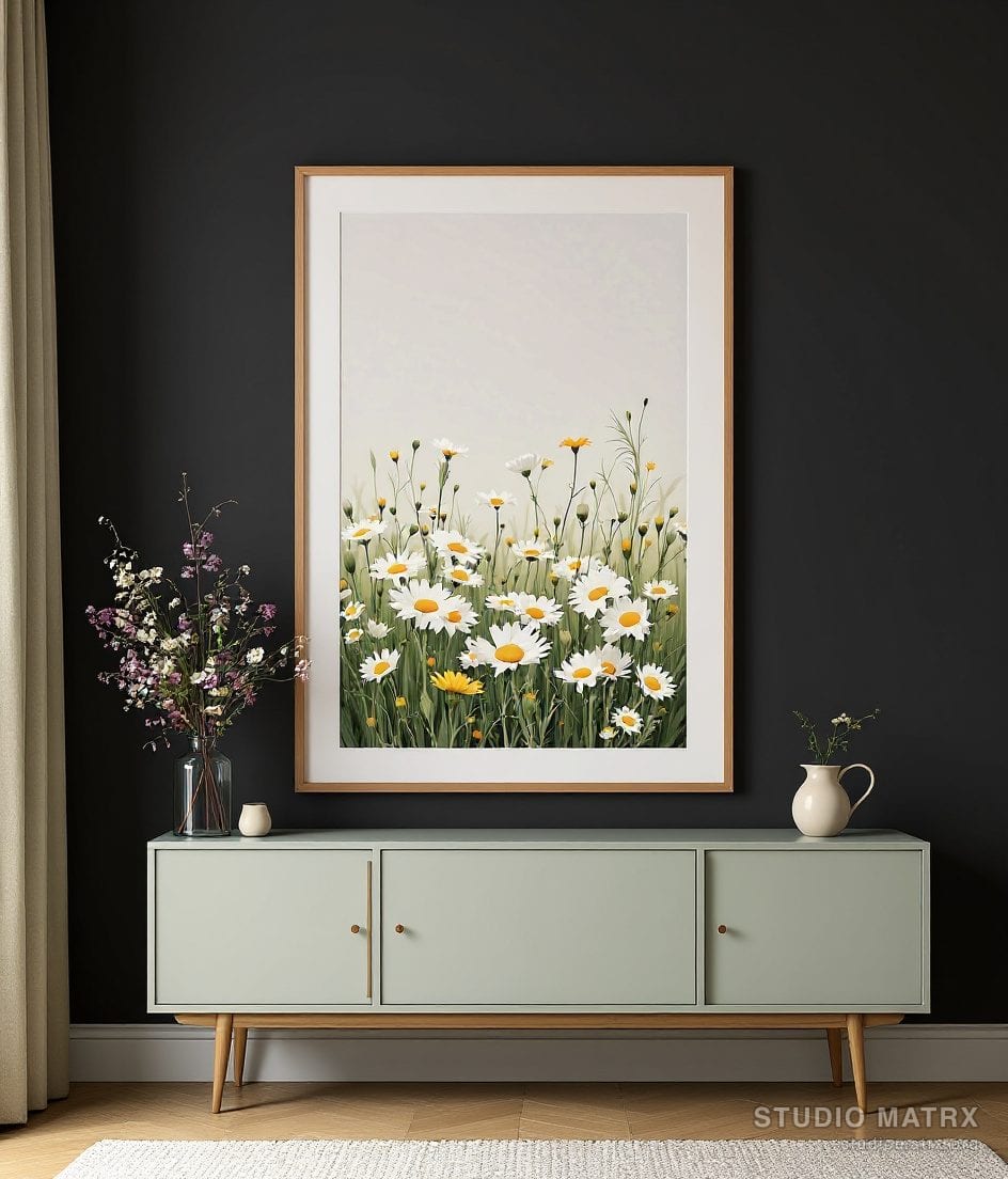Wildflower Meadow Floral Print — Charcoal Wall