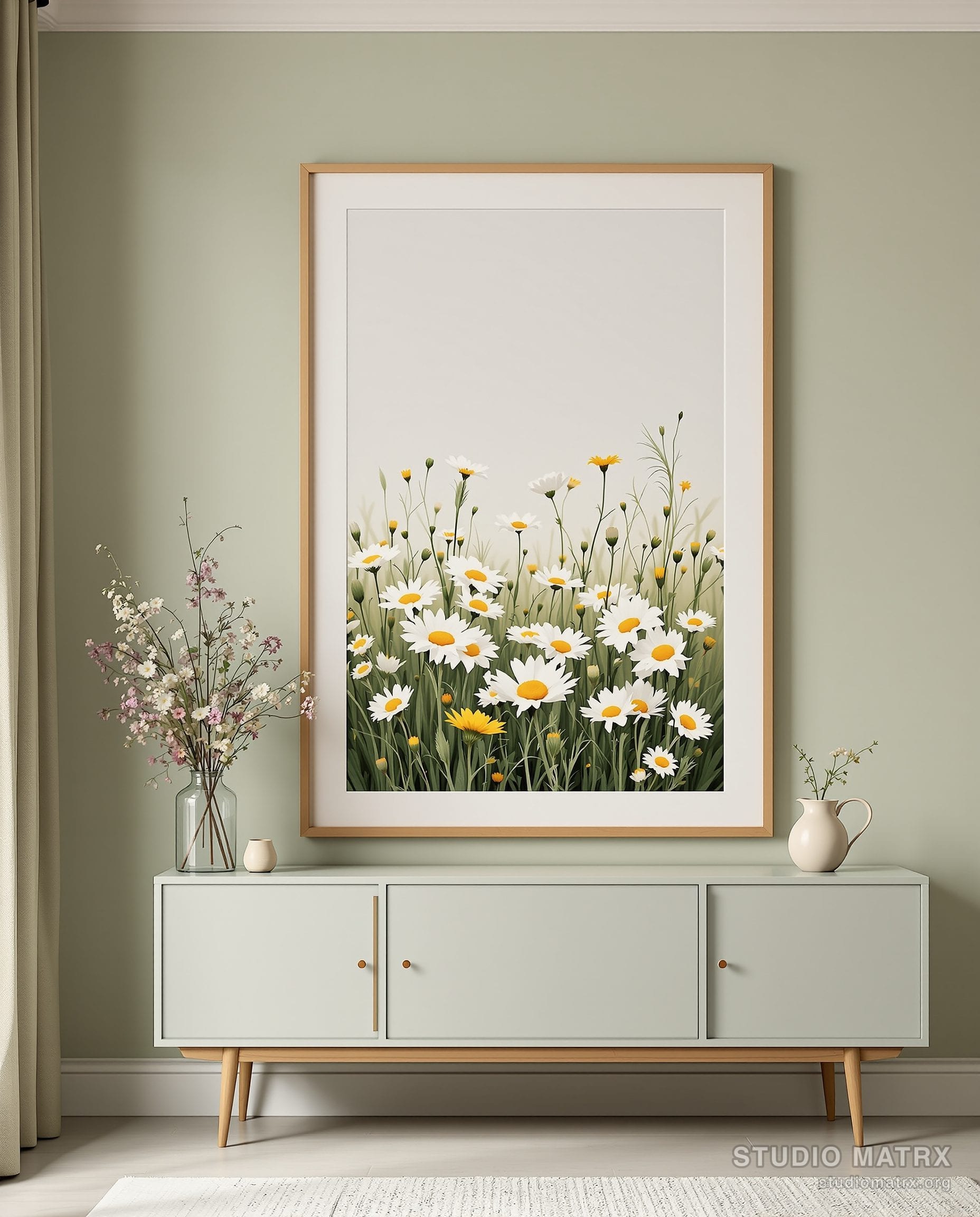 Wildflower Meadow Floral Print — Sage Wall