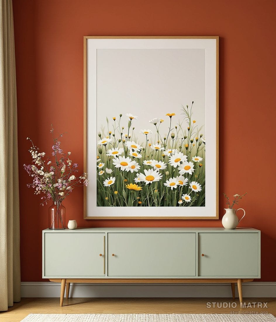 Wildflower Meadow Floral Print — Terracotta Wall