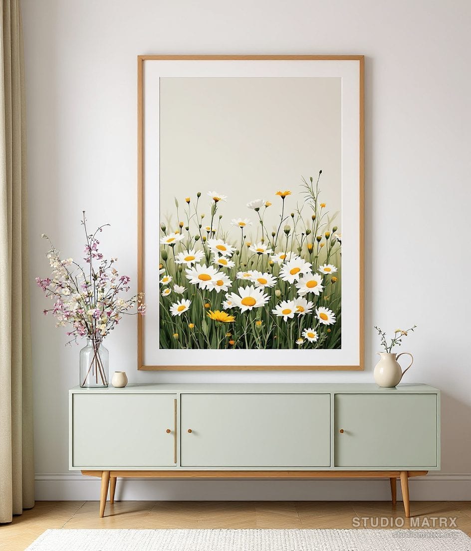 Wildflower Meadow Floral Print — Warm White Wall