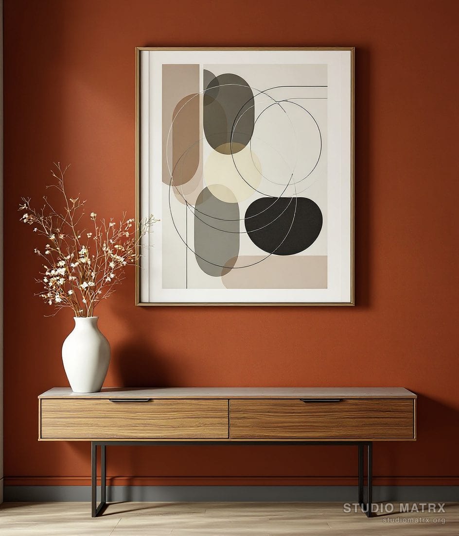 Bauhaus Line Geometry — Terracotta Wall